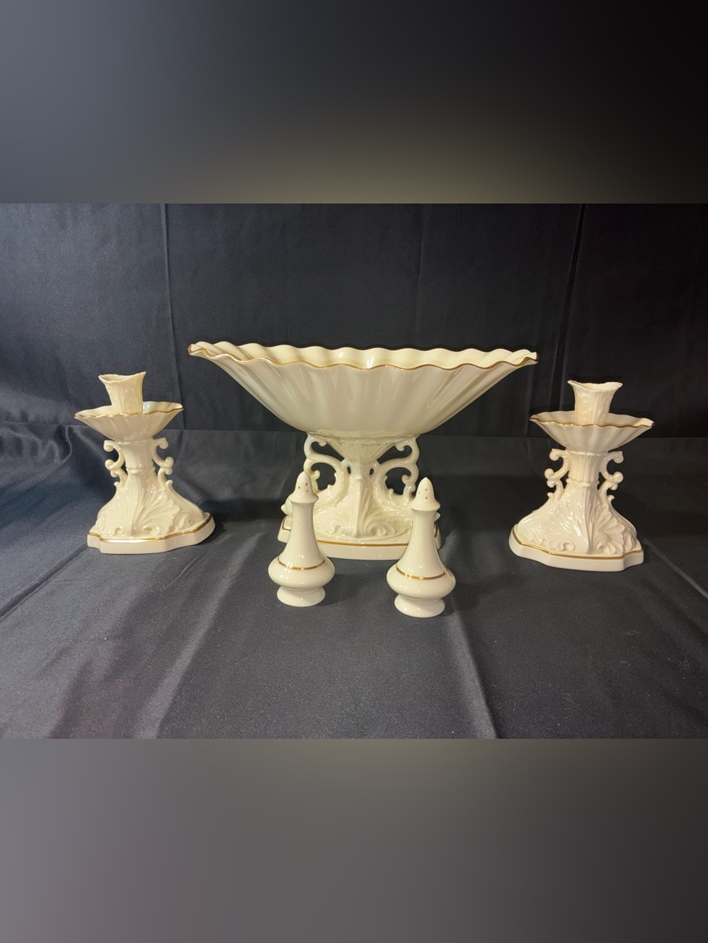 Vintage Lenox Aquarius Dolphin Set in Cream with 24k Gold Trim